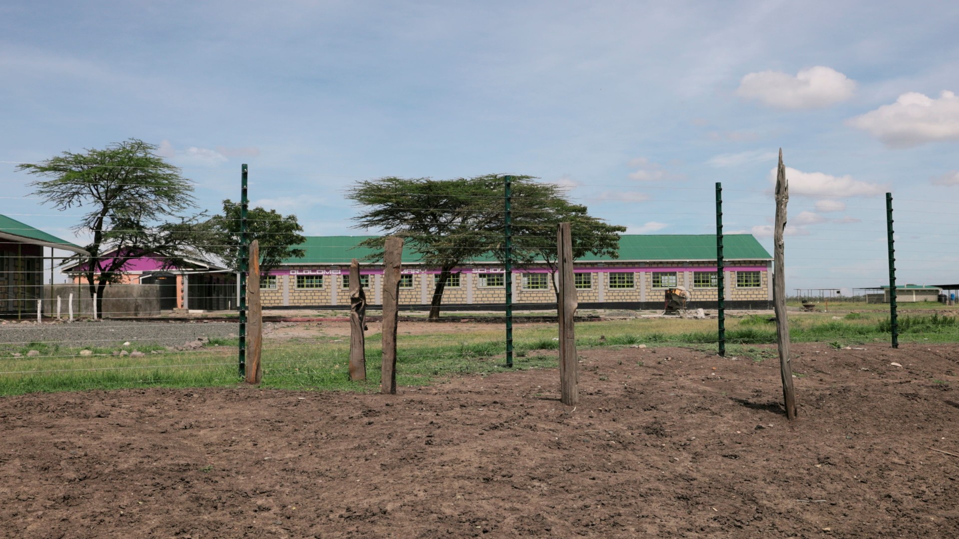 Rural School Building with Green Roof in Kenyan Countryside