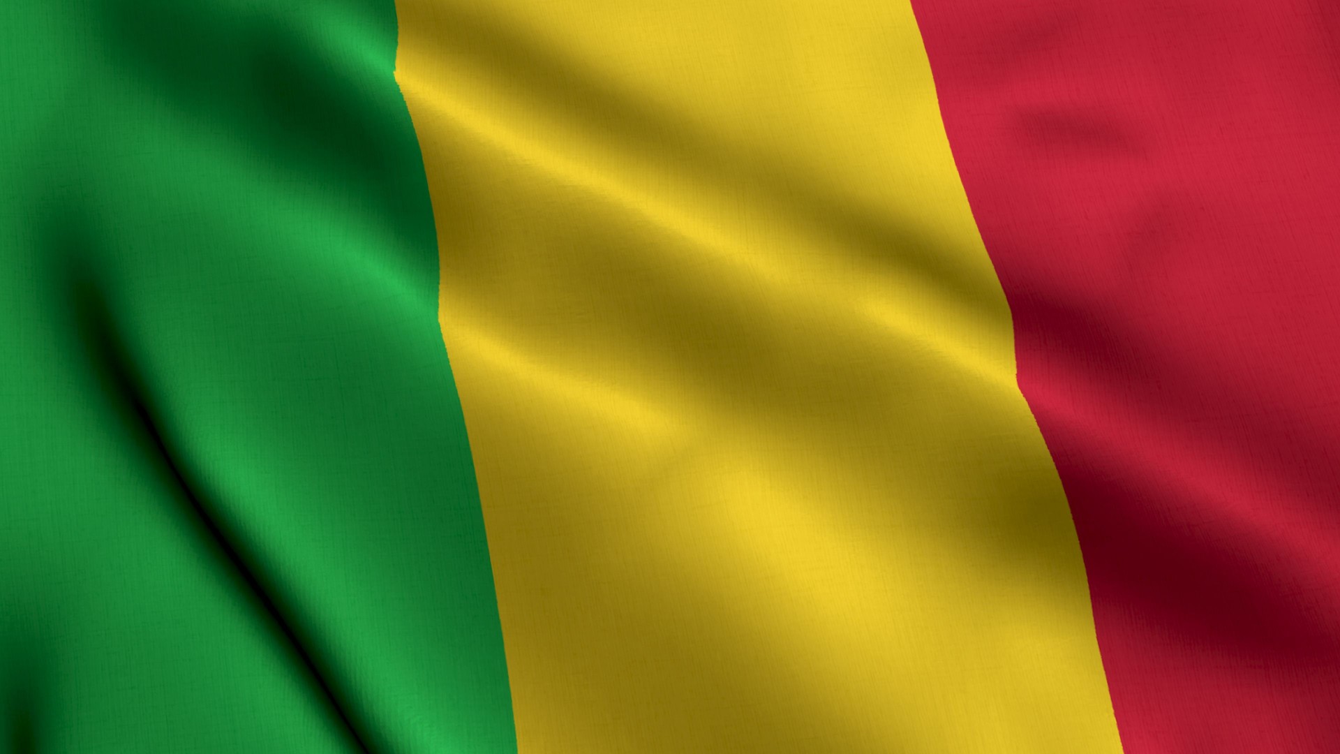 Mali Flag. Waving  Fabric Satin Texture Flag of Mali 3D illustration. Real Texture Flag of the Republic of Mali