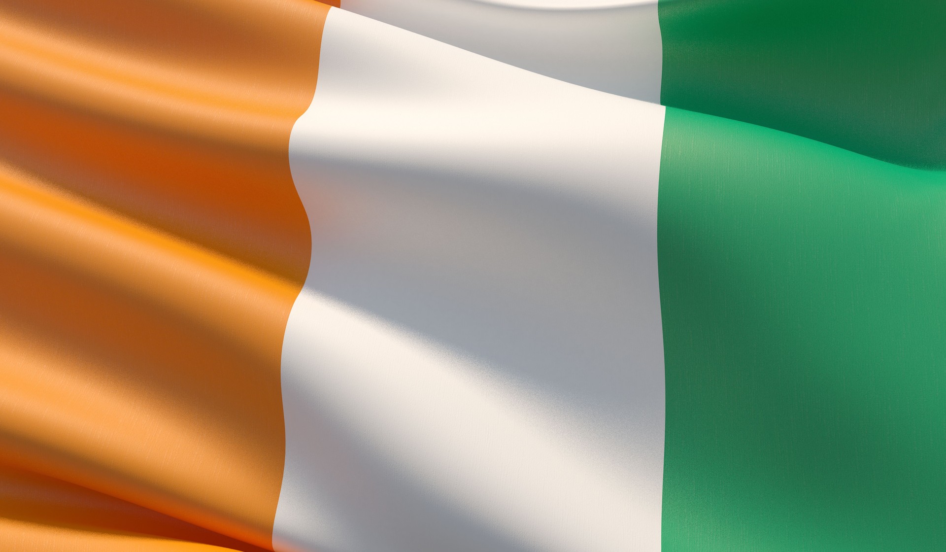 High resolution close-up flag of Cote Ivoire. 3D illustration.