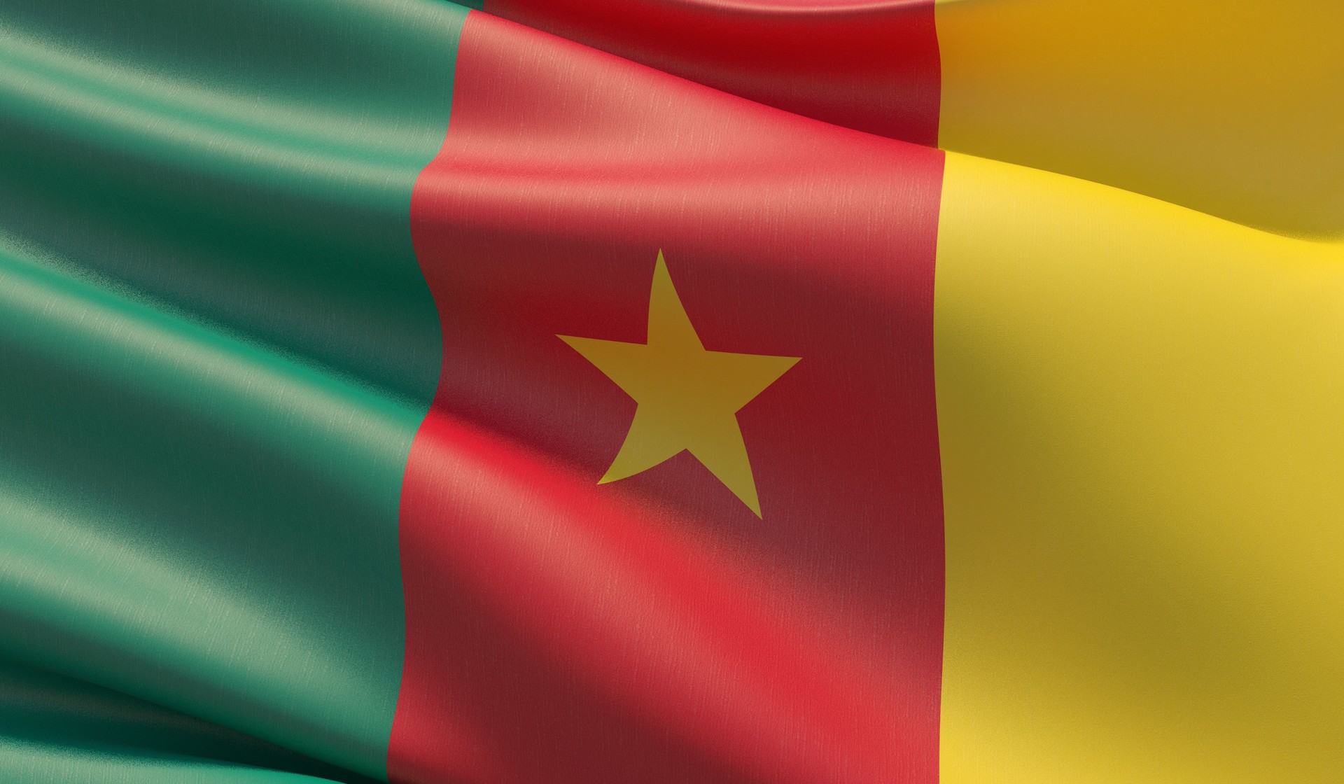 High resolution close-up flag of Cameroon. 3D illustration.