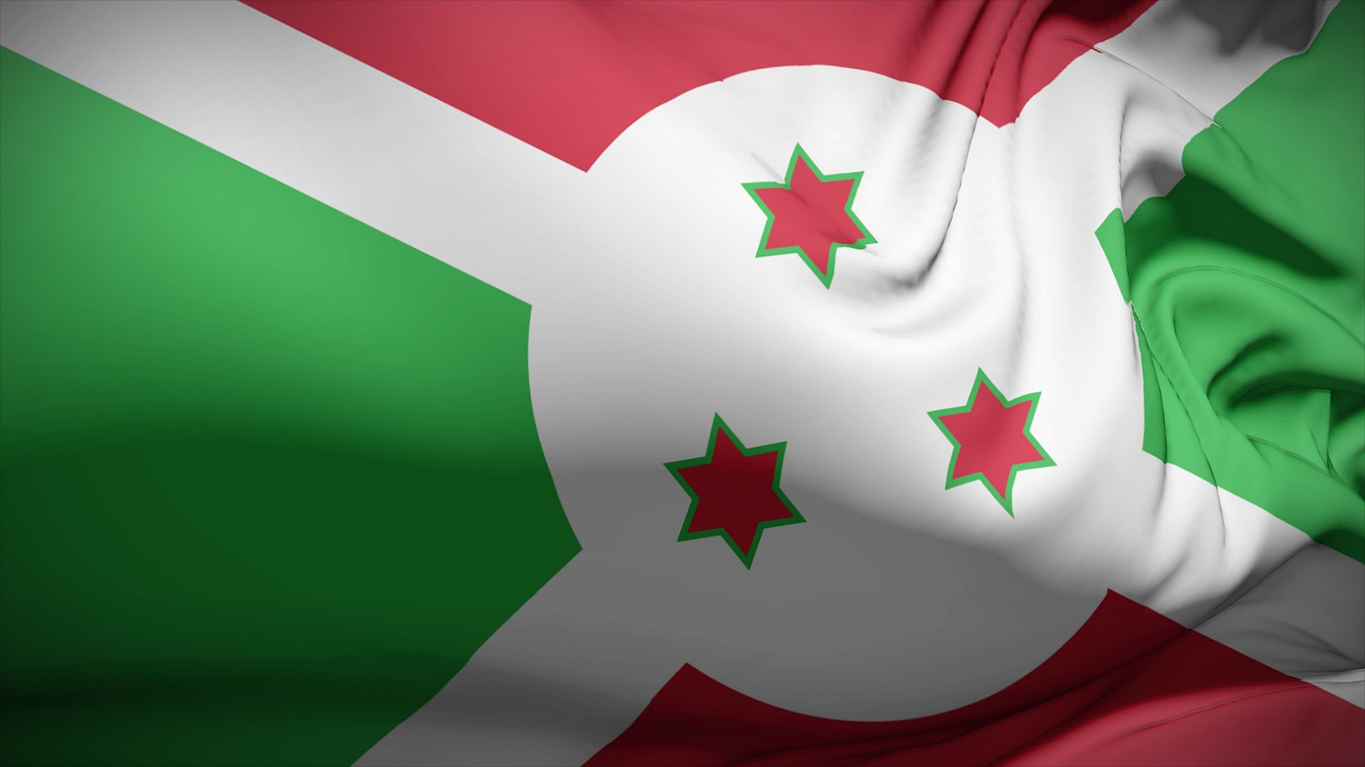 Close-up view of Burundi national flag fluttering in the wind.